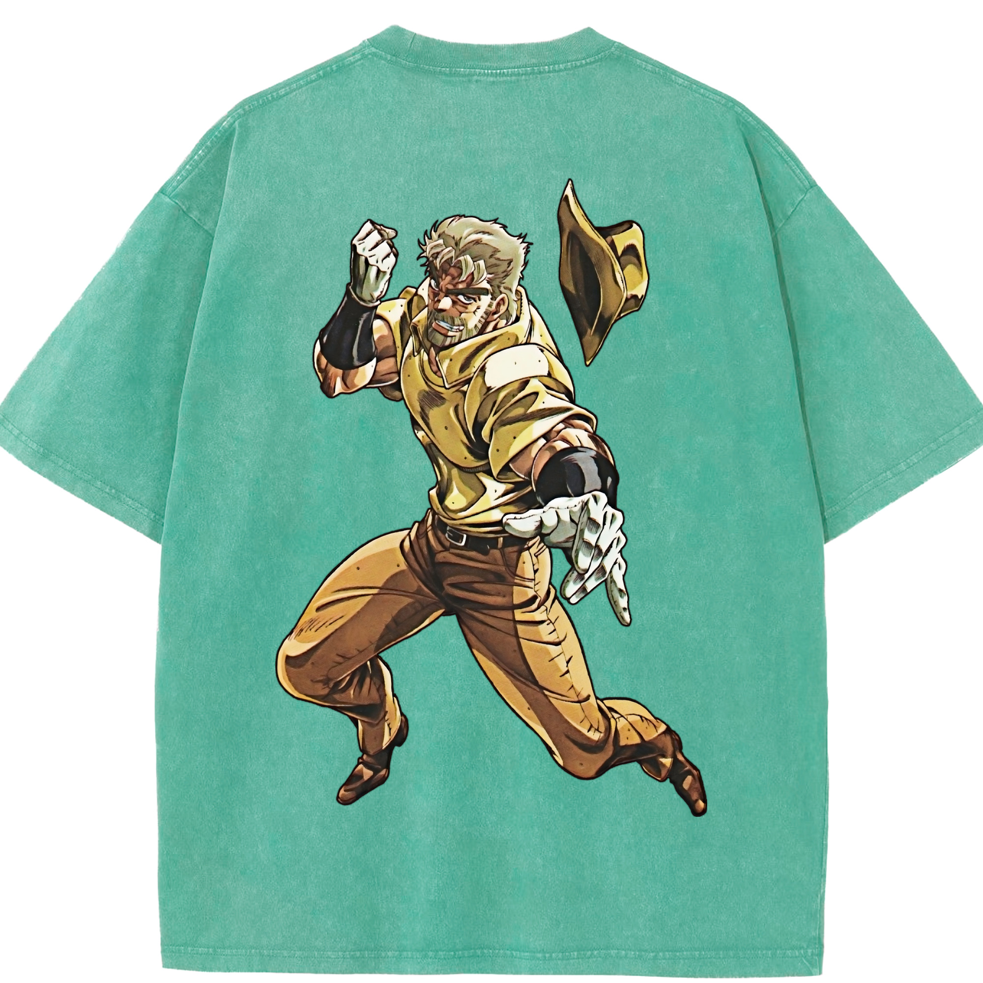 （画像用） ジョジョの奇妙な冒険 ジョセフ?ジョースター JoJo's Bizarre Adventure Joseph Joestar 綿100% ヴィンテージ風 半袖Tシャツ（背面プリント）